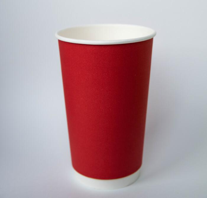 Двухслойный бумажный стакан (красный&#44; 480 мл)