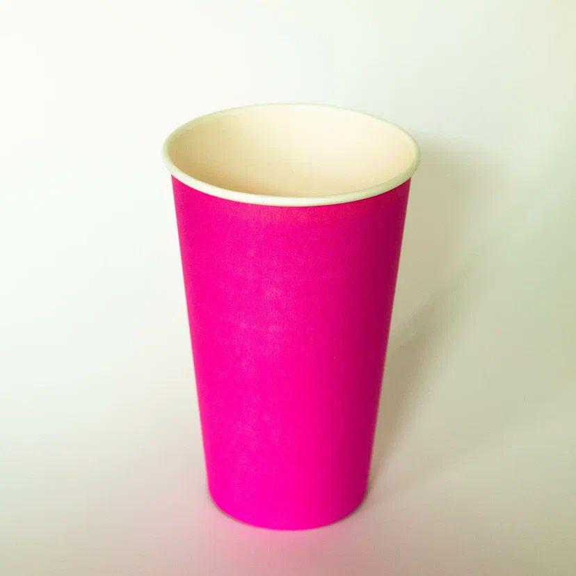 Однослойный бумажный стакан (Розовый&#44; 480 мл)
