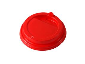 Крышки пластиковые с питейником красные, диаметр 80 мм