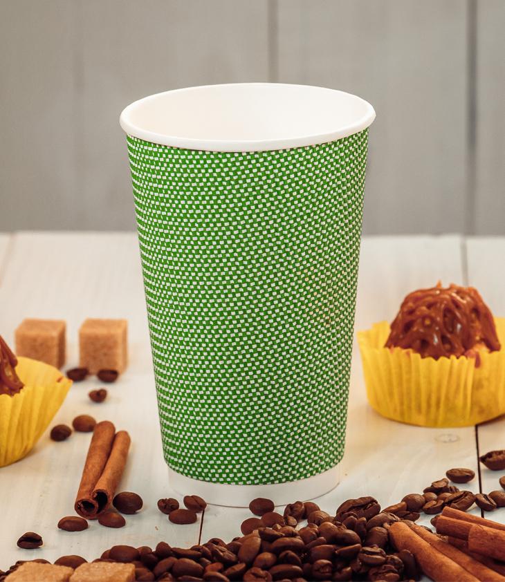 Three-layer corrugated cup green