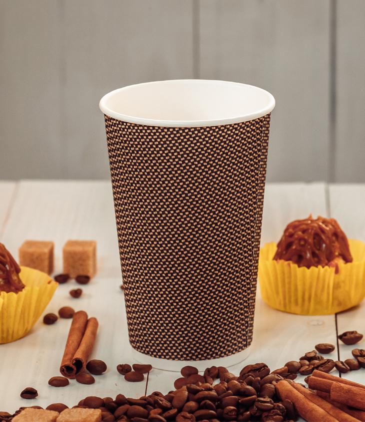 Three-layer corrugated cup