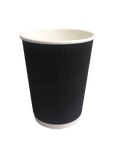 Гофрированный бумажный стакан (трехслойный, черный фоновый, 360 мл) 1