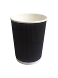 Гофрированный бумажный стакан (трехслойный, черный фоновый, 250 мл) 1